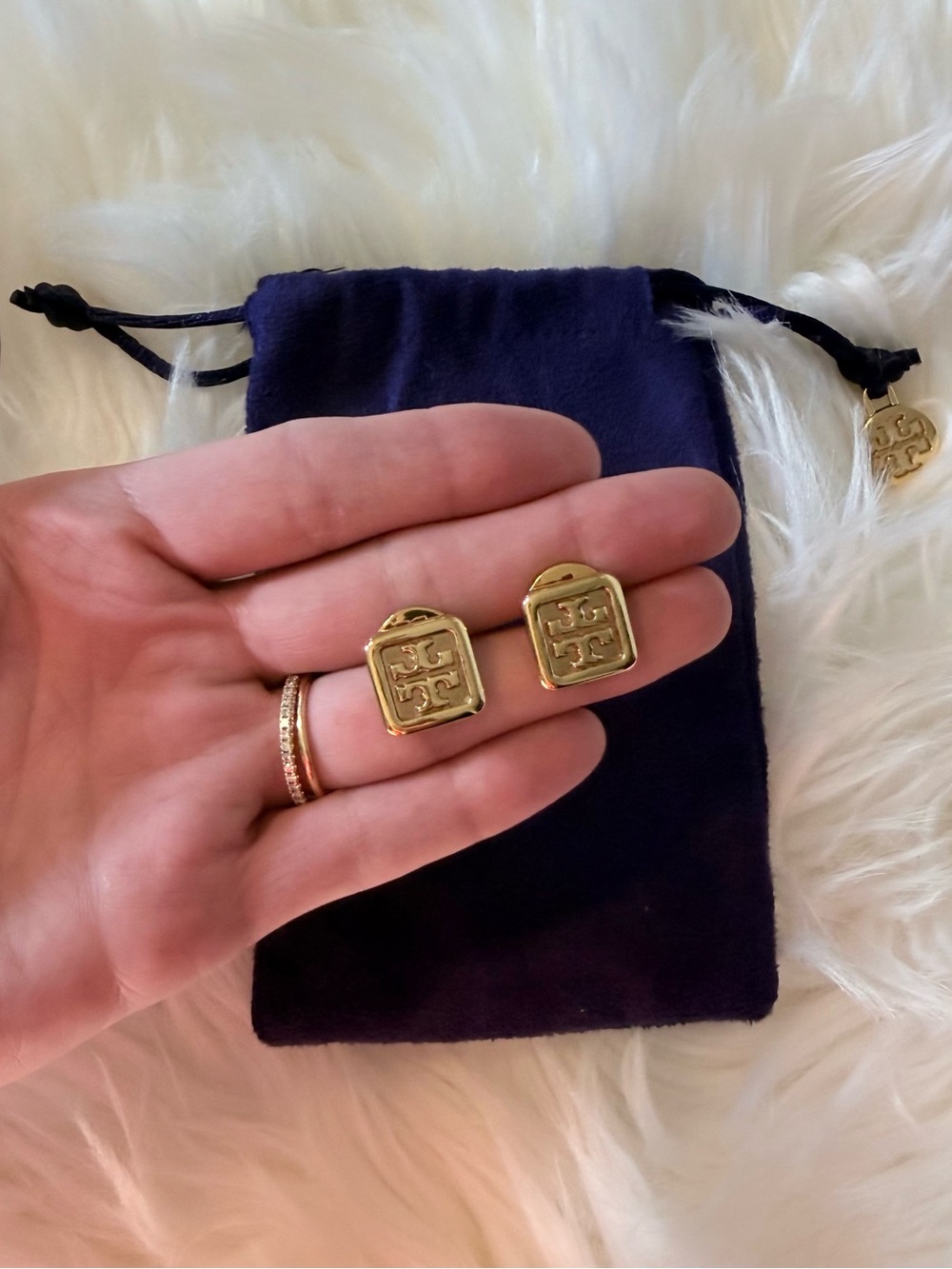 Tory Burch Gold Logo Earrings